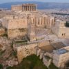 Aerial view of Acropolis of Athens ancient citadel in Greece